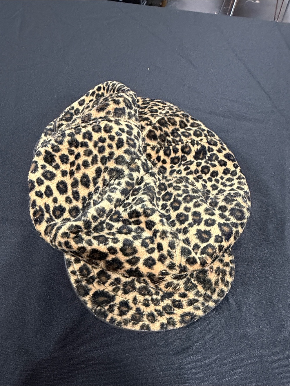 betmar Leopard-Print Newsboy Cap in Black and Brown